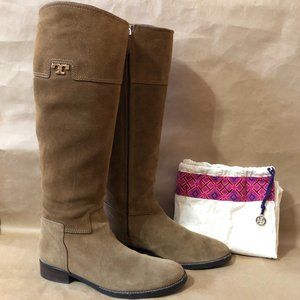 Tory Burch | Wembley Riding Boots in Tobacco Suede Leather Knee High Boot Size 8
